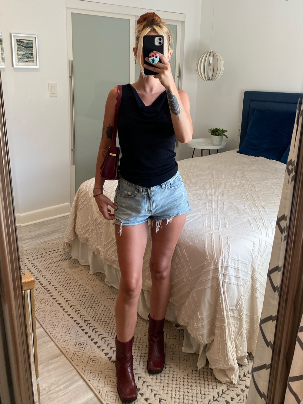 Sparkly Black Cowl Neck Tank Top